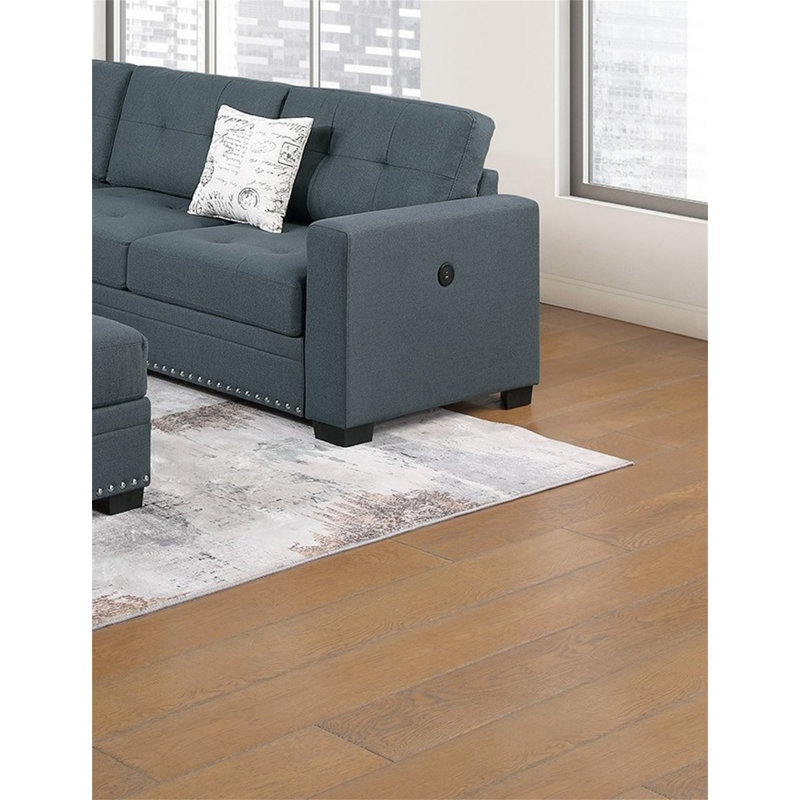 Ensemble de canapé-lit modulaire décontracté simple et capitonné 4 pièces RAF / LAF, Gris foncé