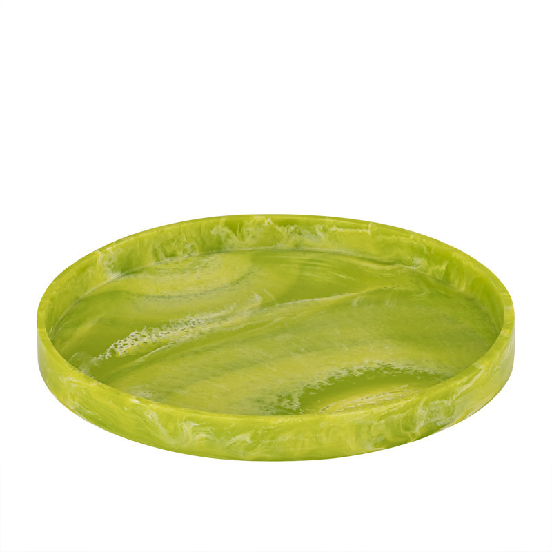 Plateau rond en résine Lg Green, Vert