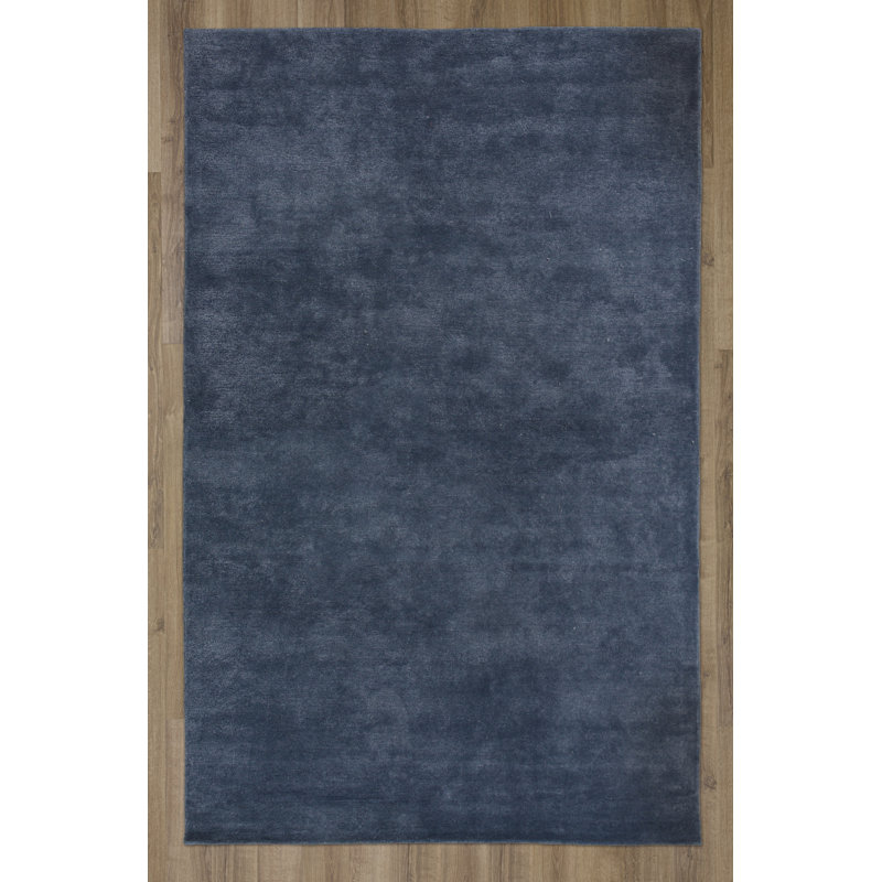 Tapis en laine / tencel touffeté à la main, Bleu, 8'9" x 11'9"