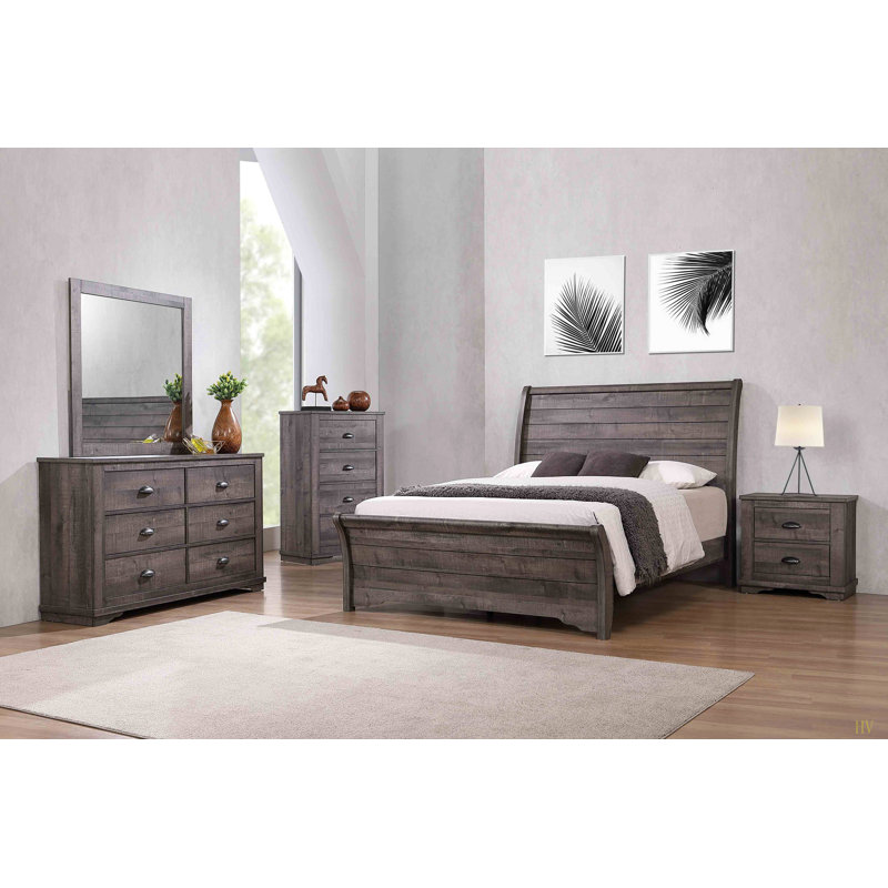 Table de chevet contemporaine à 2 tiroirs 1Pc, Gris