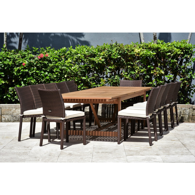 Alyisa 12 - Person Wicker Patio Dining Set with Extendable Rectangular Table , Cushions Included
