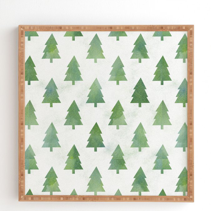 « pin tree forest pattern », impression, H 12 po x l 12 po, Cadre satiné