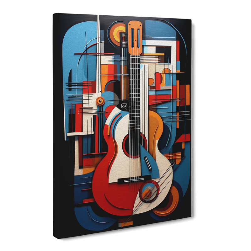 Guitar Constructivism Art No.2 - Wrapped Canvas, 76cm H x 50cm W x 3cm D