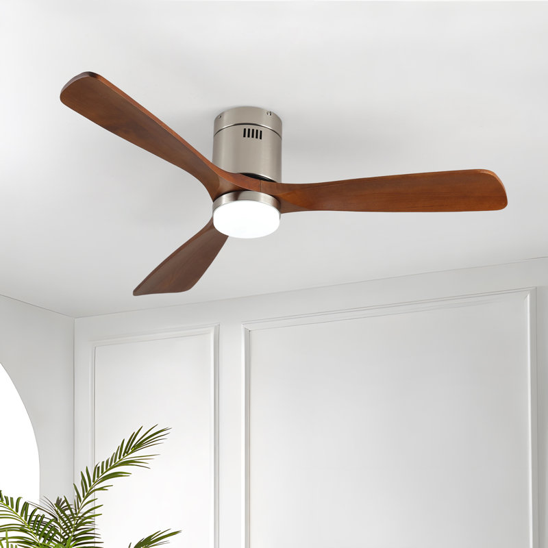 Ventilateur de plafond encastré à 3 pales de 52 po avec lumière, télécommande et moteur à courant continu pour le salon