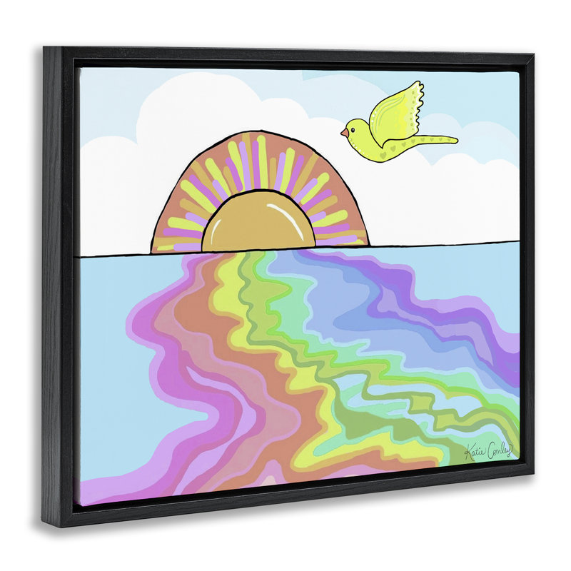 Cadre flottant Swirling Rainbow Sea Reflection, design par Katie Conley, Cadre flottant noir de jais, H 17 po x l 21 po