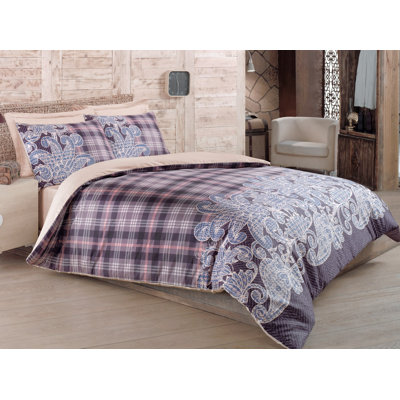 Traditional Satin Plaid Duvet Cover