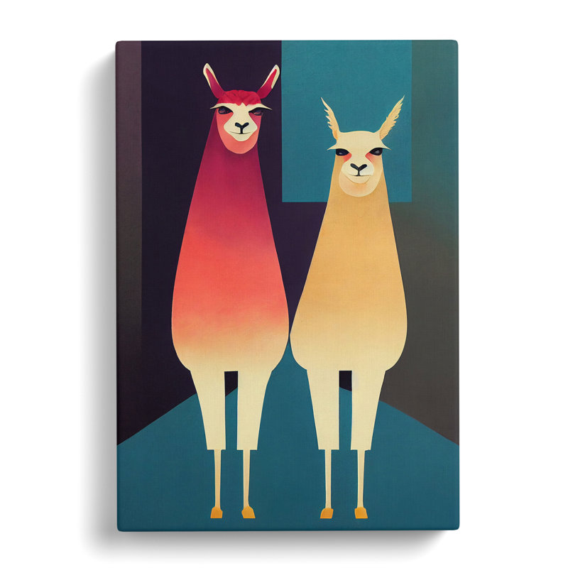 Llama Duo - Wrapped Canvas, 60cm H x 40cm W x 3cm D