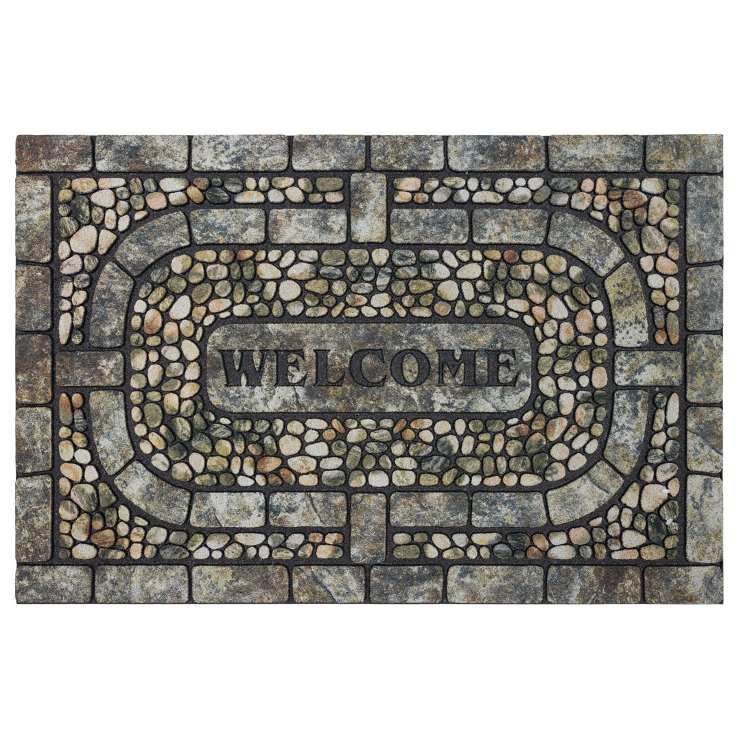 Kanesha Welcome Garden Pebbles Recycled Rubber All Weather Outdoor Door Mat Darby Home Co