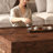 Retro Nut-Brown Solid Wood Square Coffee Table-1248077581