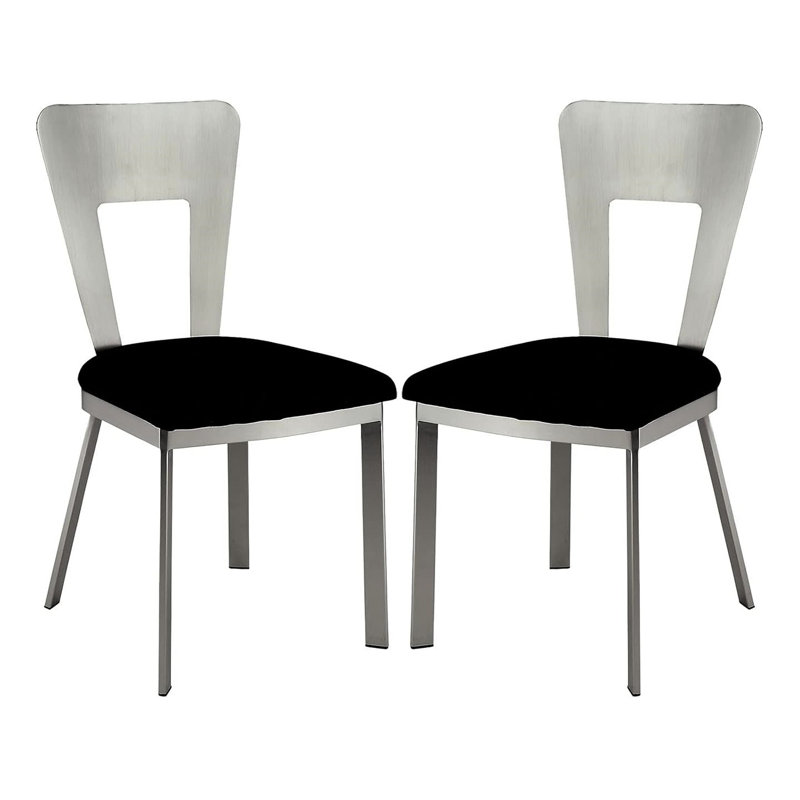 Chaises de salle à manger noires en microfibre avec structure en métal, 2 pièces et structure