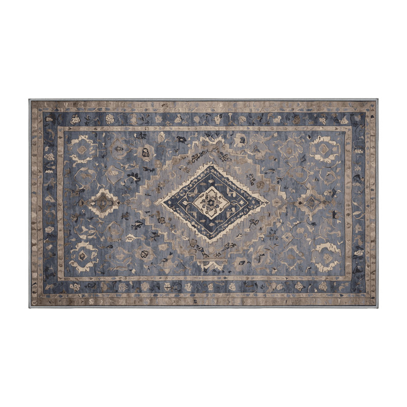 Machine Washable Gray Area Rug, Runner 2' x 4'