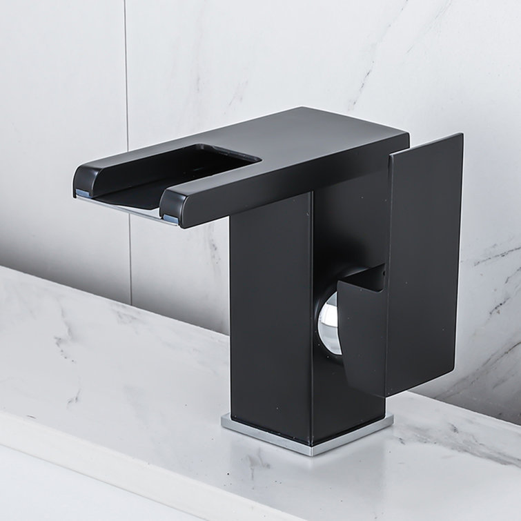 LED 3 Colours Changing Bathroom Waterfall Faucet Vanity Sink Faucet One Hole Single Handle With Drain