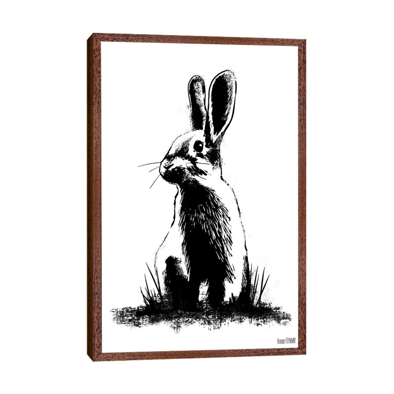 Farmhouse Rabbit 1 Piece Painting on Canvas, 66.04cm H x 45.72cm W x 3.81cm D, Brown Framed