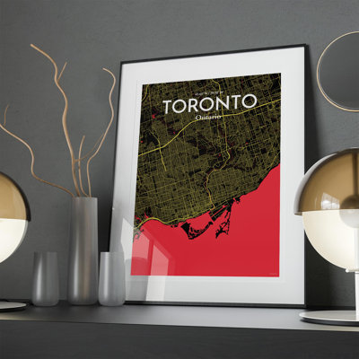 Toronto City Map In Contrast - No Frame Print