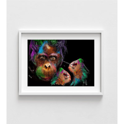 Reproduction de peinture à l'huile de singe coloré, décor animal moderne, impression de singe frais, art mural jungle, art de singe arc-en-ciel, art mural encadré