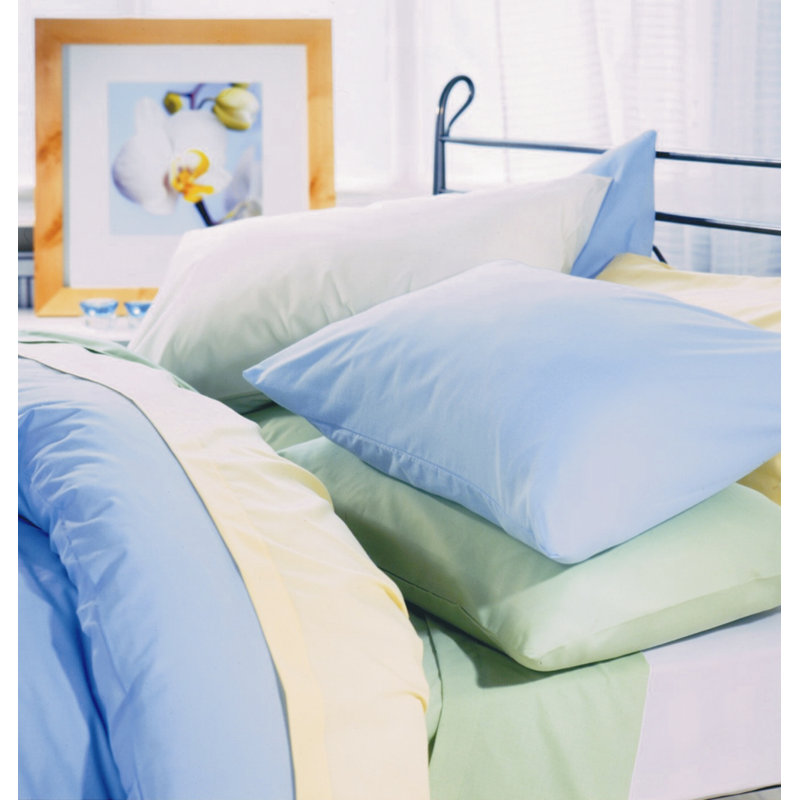 200 Thread Count Cotton Blend Percale Flat Sheet, Sky Blue, Double (4'6)