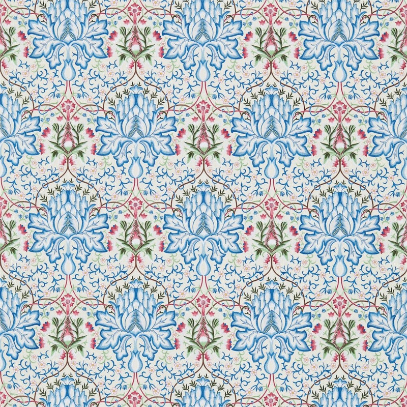 Artichoke Fabric, Peacock/Cream