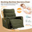 Fauteuil inclinable et oscillant pivotant surdimensionné en chenille de 36 po de largeur pour chambre de bébé, siège large de 26 po avec 2 poches latérales-1218316396