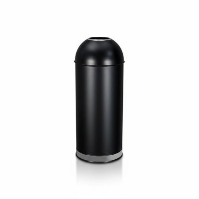 Heavy-Duty Stainless Steel Kitchen Trash Can - 65L Large Capacity Round Open Top Garbage Bin - Commercial Grade Waste Container for Home, Office, Restaurant, Indoor & Outdoor Use - Black Steel