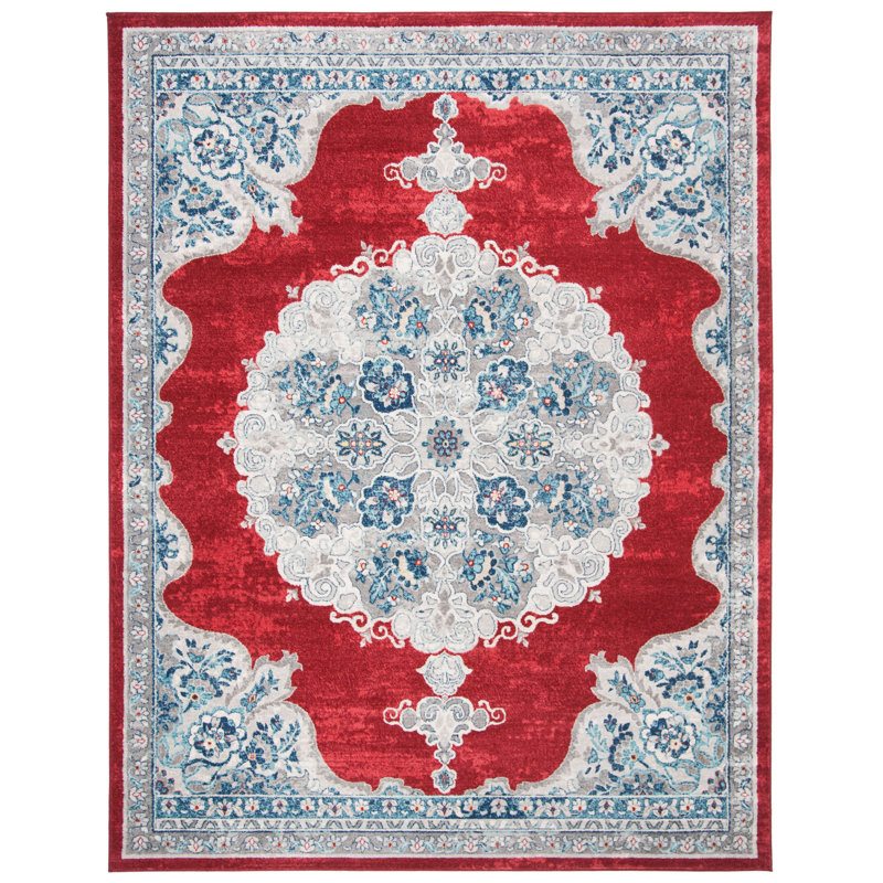 Tapis oriental rouge / ivoire Barcus, Rectangle 9 pi x 12 pi