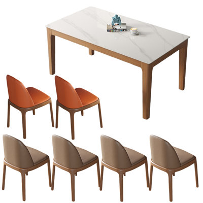 Ensemble de table de salle à manger rectangulaire de style nordique.