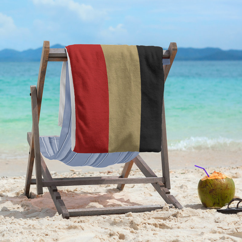 Cotton Blend Beach Towel, Black/Gold