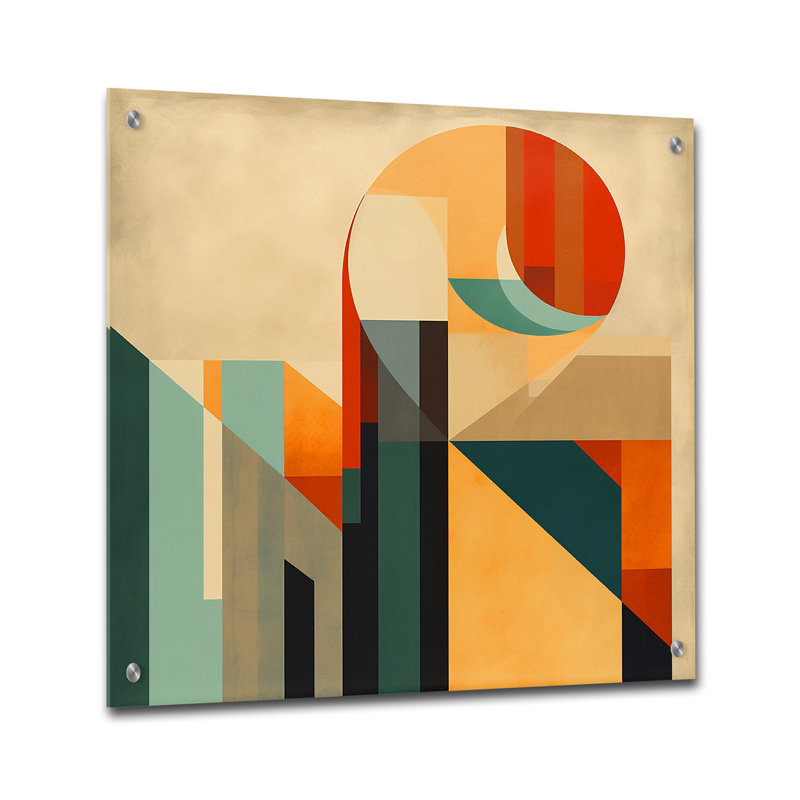 Cvja - Art mural abstrait en acrylique Mid-Century, H 16 po x l 16 po