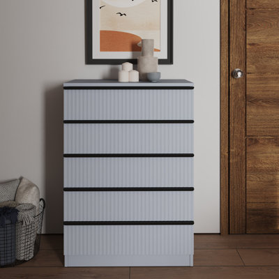 Lania Ripple Ridged 5 Drawer Chest Of Drawers Matt Grey