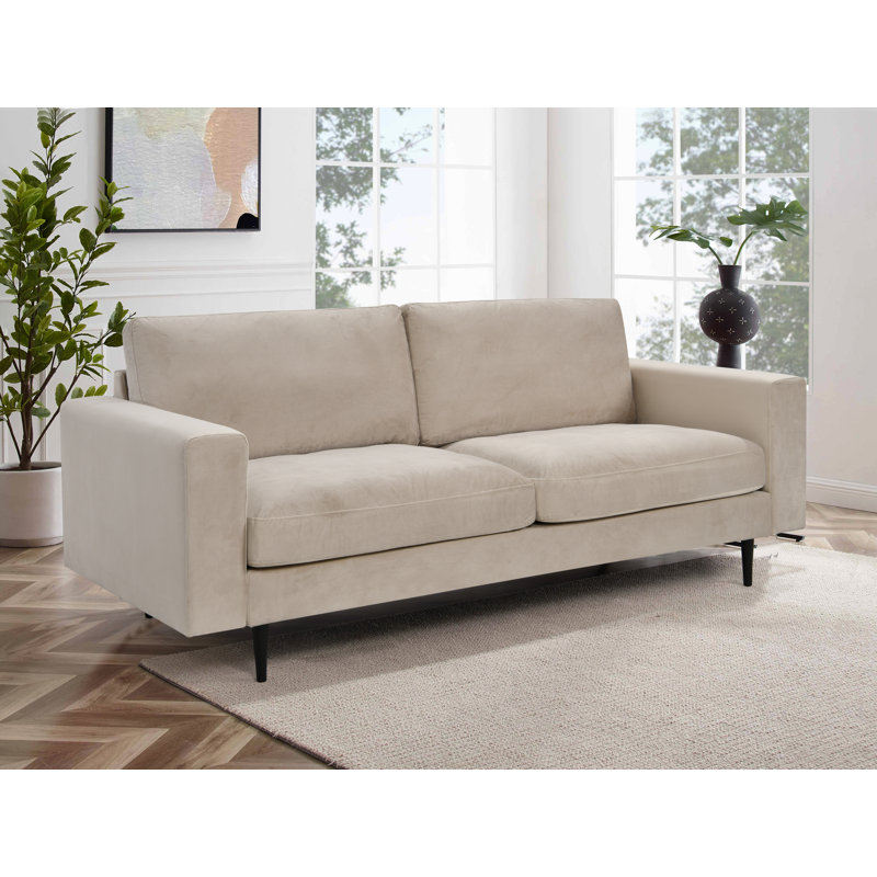 Airron 3 Seater Velvet Sofa, Light Beige