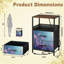 Table de chevet 2 tiroirs avec station de charge, table de chevet de chambre à coucher avec ports USB, tablette ouverte noire, table de chevet avec papillons magiques, fleurs pastel