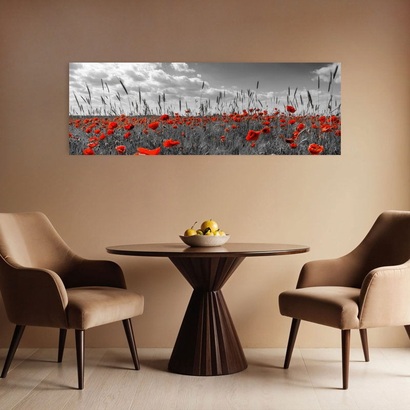 Dramatic Red Poppies by Melanie Viola - Wrapped Canvas Panoramic Print, 40.64 cm H x 121.92 cm W