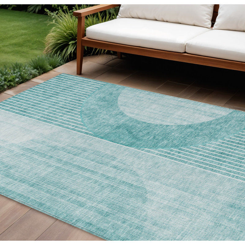 Tapis extérieur bleu sarcelle et turquoise 9 'X 12'