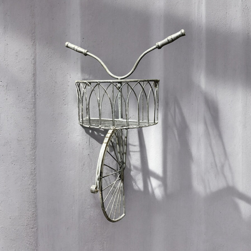Bicycle Metal Garden Wall Planter, Grey