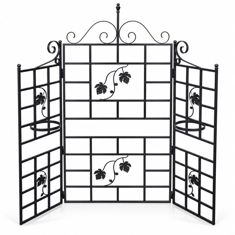 Brandonlee 71'' H x 71'' W Iron Folding Trellis, Hammer Tone Bronze