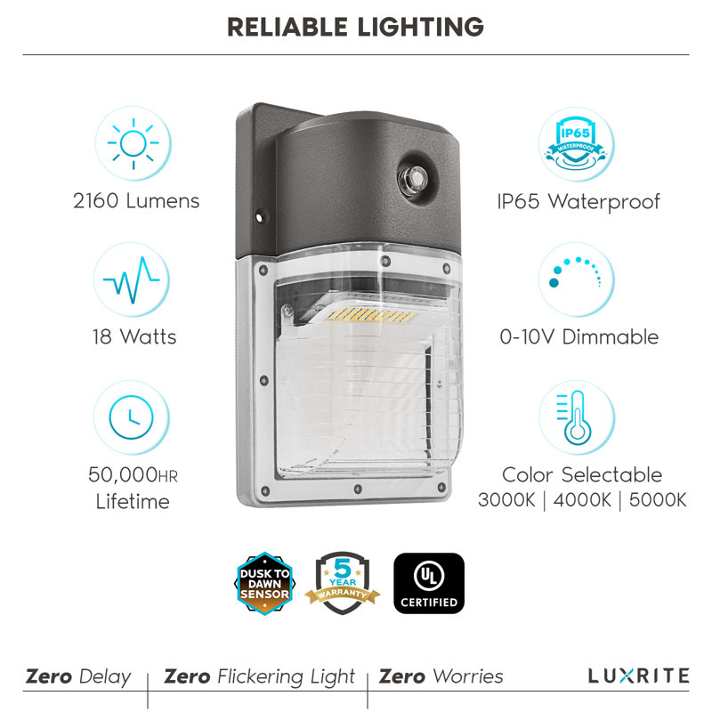 18-Watt LED Dusk to Dawn Outdoor Security Wall Pack