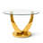 38.9" Round Glass Dining Table Set for 4, Modern Dining Table with 4 Velvet Chairs, 5 Pieces Kitchen Set-2026094159-2026094161-2026094164