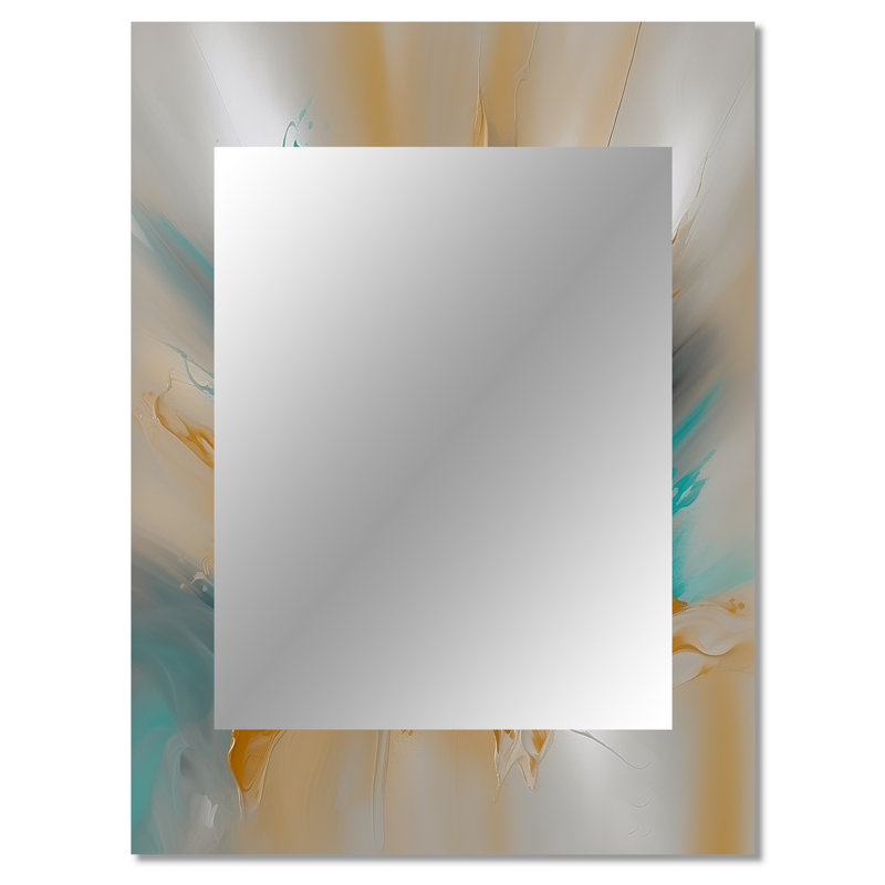 Marbre jaune et turquoise Fuild Ink - grand miroir mural en marbre, miroir décoratif jaune, impression d'art en métal