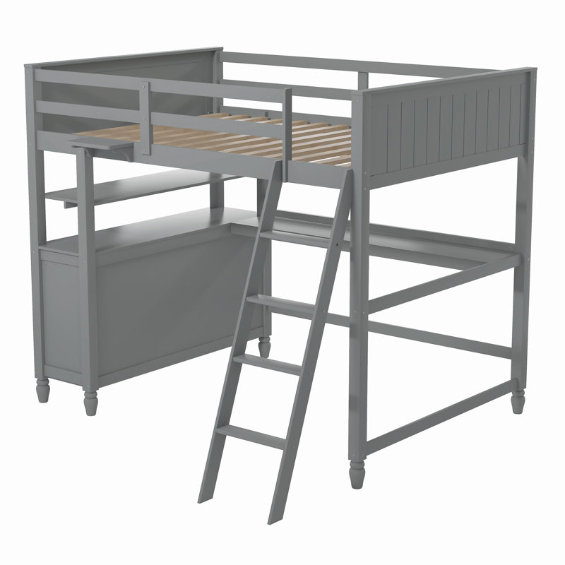 Gotthelf Kids Full Bunk Bed with Drawers, Gray