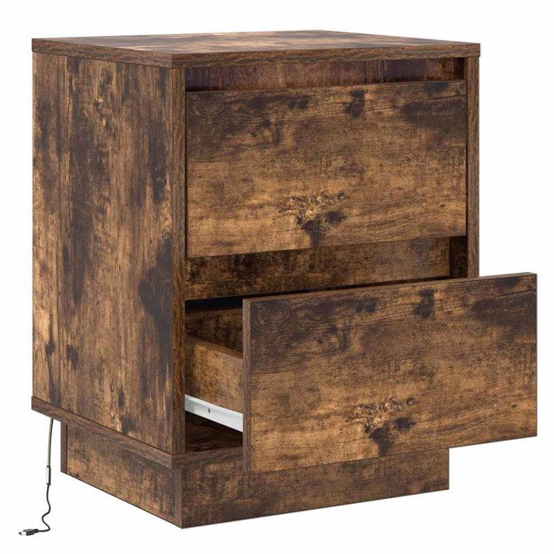 Bedside Cabinet With Drawer 2 Pcs 39 X 34.5 X 50 Cm, Smoked Oak