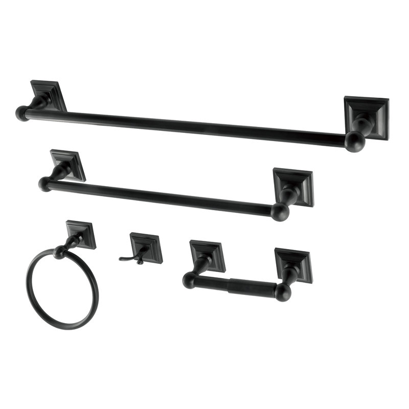 Kingston Brass Serano 5-Piece Bathroom Hardware Set, Matte Black