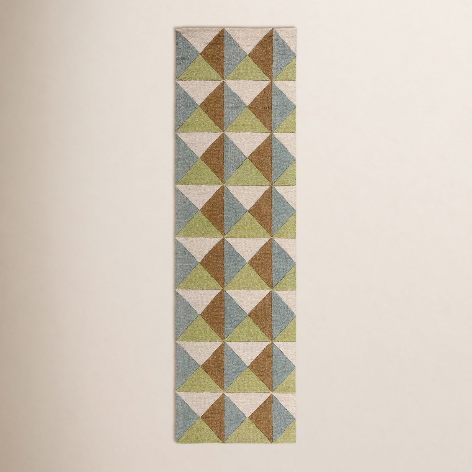 Glenwood Beige Green Hand-Tufted Wool Rug, Runner 2'3" x 8'