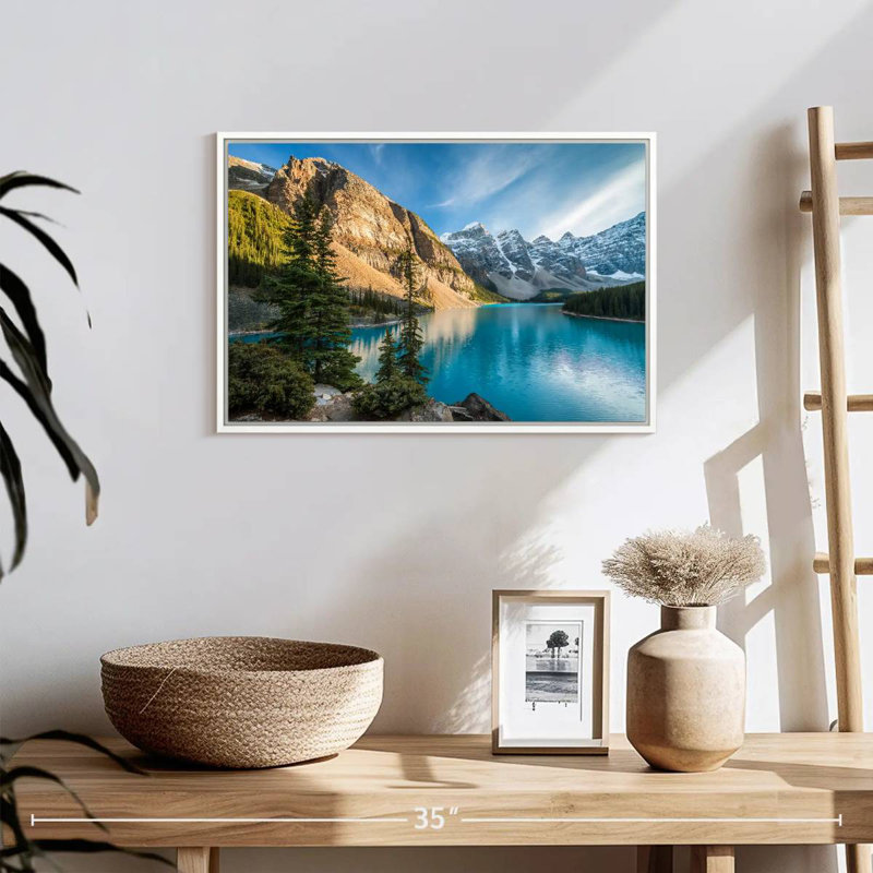 Lac Moraine Glorious, Cadre flottant blanc, 19 po x 13 po
