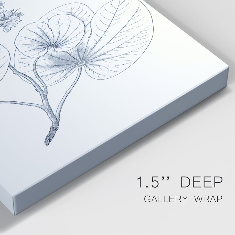 Indigo Botany Study IV - Ensemble de 3 toiles tendues, H 60 po x l 120 po x P 3 po