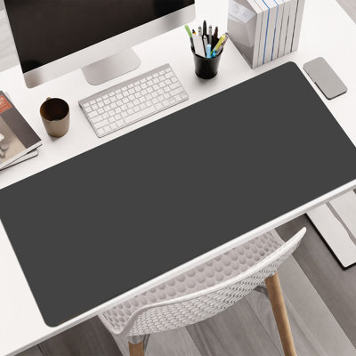  Rubber Mouse Pad, Smooth Microfiber Surface, Non-Slip Base, Rounded Edge Decorative Mouse Mat for Office & Gaming,17×47 Inch ,Solid Black Graphic Print