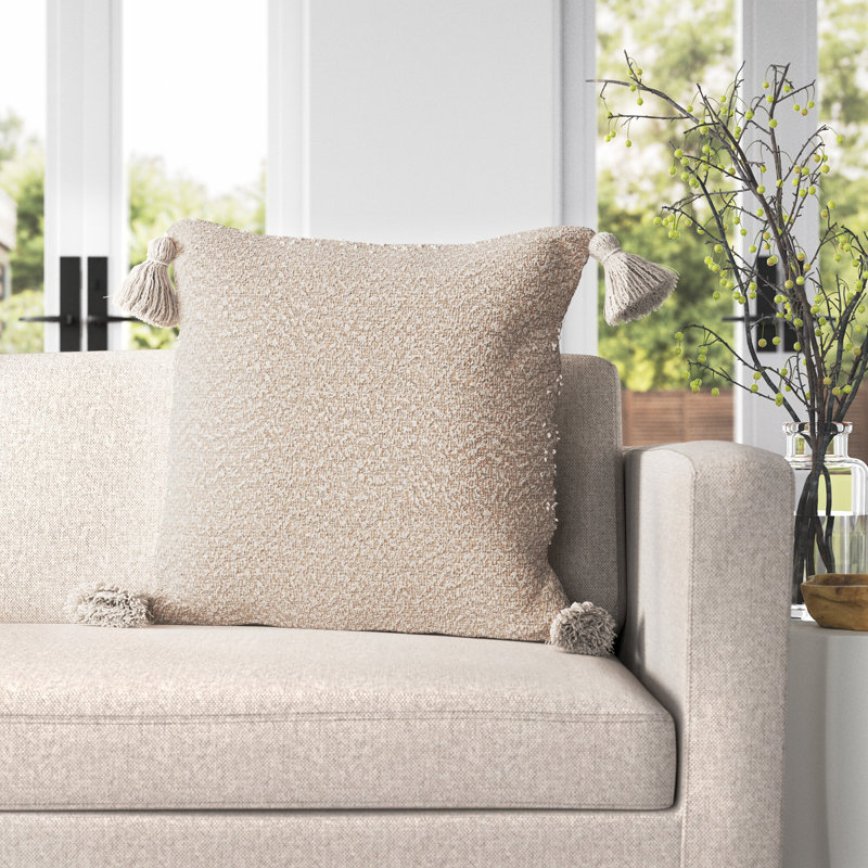Mino Tassels Cotton Blend Throw Pillow