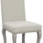 Ensemble de 2 chaises de salle à manger rembourrées en lin beige clair avec garniture cloutée et pieds en bois massif, facile à assembler pour une utilisation polyvalente à la maison
