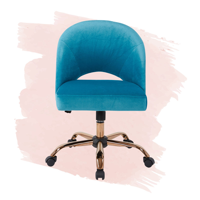 Chaise de travail Lula, Bleu, Or rose