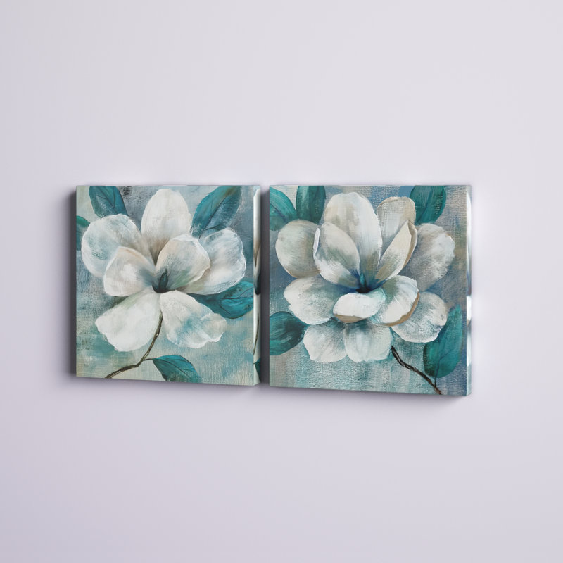 Magnolia I - Ensemble de 2 reproductions sur toiles tendues, H 24 po x l 48 po x P 1 po
