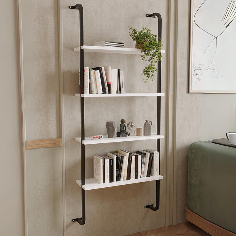 Adiah 150cm H x 64.3cm W Metal Bookcase, White