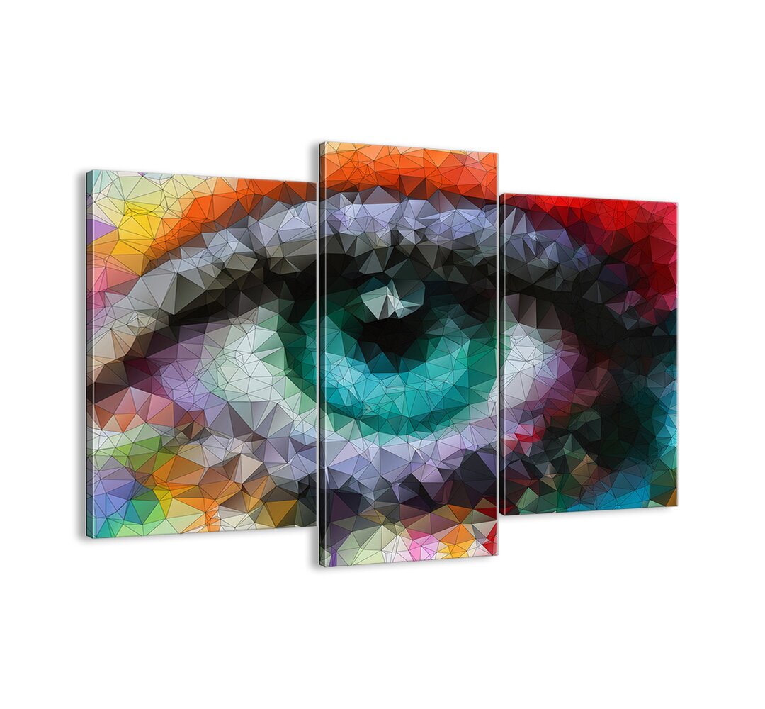 3-tlg. Leinwandbilder-Set - Grafikdruck „Crystalline Eye Glow”